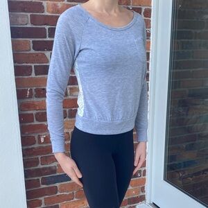 Gray Women's Top with Lace Detail